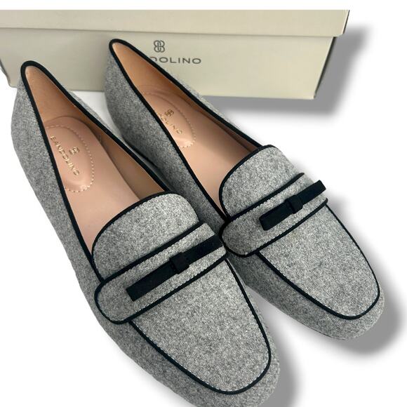 NEW Bandolino Gray Loafers Size 9 Meonna Square Toe Bow Detail Flats Heathered - Picture 5 of 10